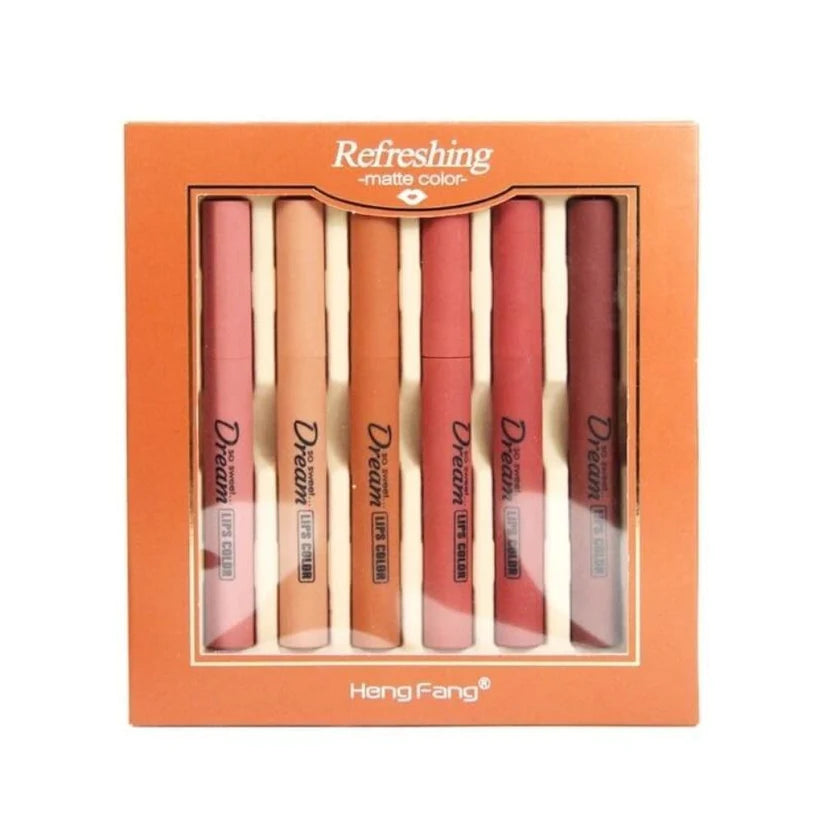 6 Pcs Heng Feng Dream Lipstick, Refreshing Dream Lip Gloss, Silky Touch Matte Lipsticks, Heng Fang So Sweet Dream Lipstick 6 Pcs Heng Feng Dream Lipstick, Refreshing Dream Lip Gloss, Silky Touch Matte Lipsticks, Heng Fang So Sweet Dream Lipstick